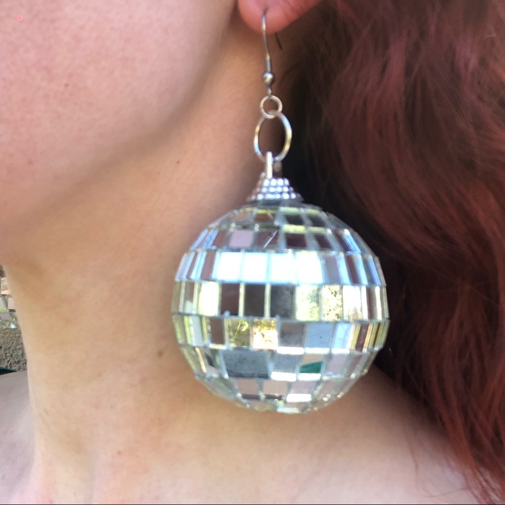 Disco ball drop earrings edc rave festival outfit - Picture 7 of 8